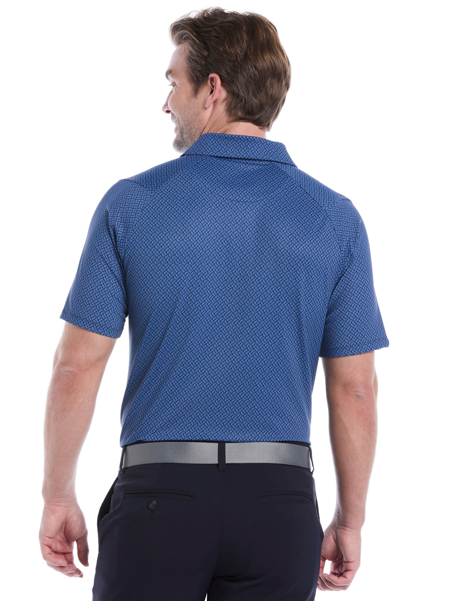 Mens Engineered Triple Track Geo Print Golf Polo Shirt
