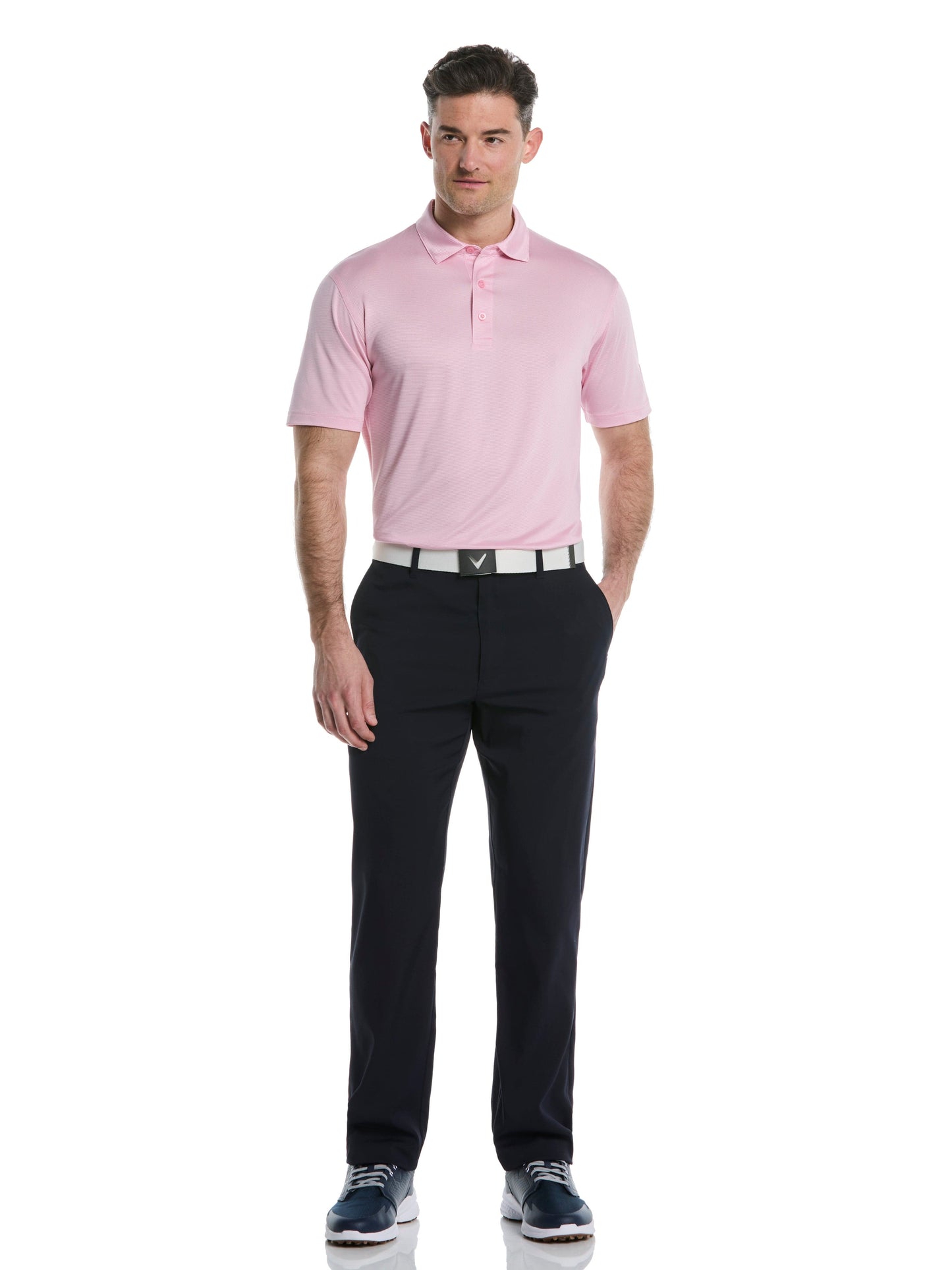 Mens Fine Line Stripe Golf Polo