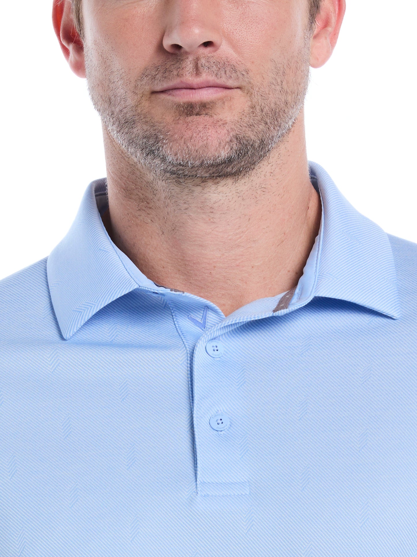 Mens Chevron Twill Jacquard Golf Polo