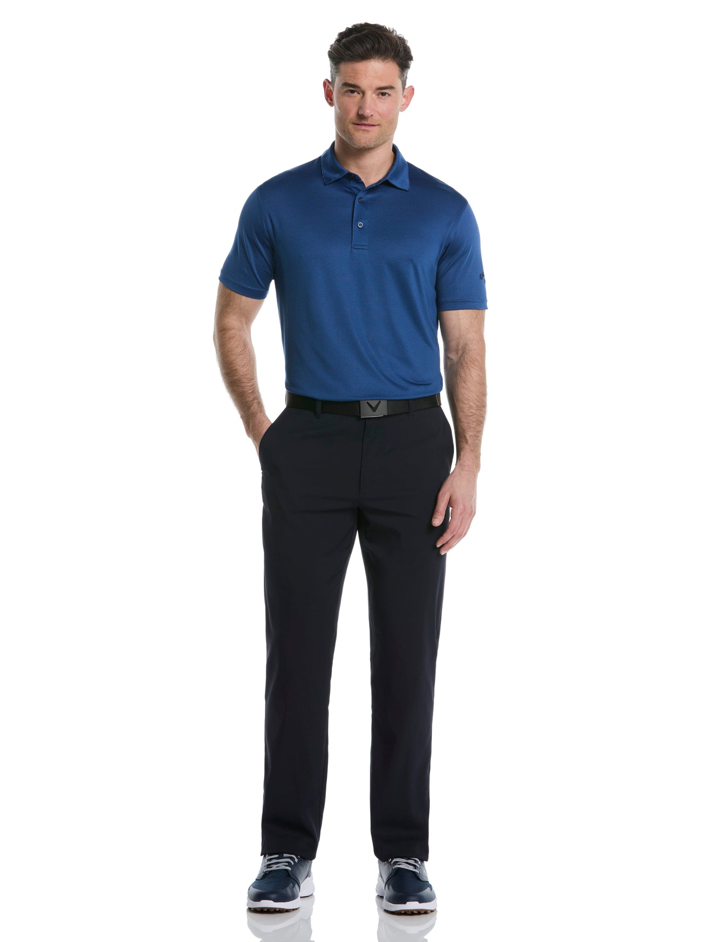 Mens Fine Line Stripe Golf Polo