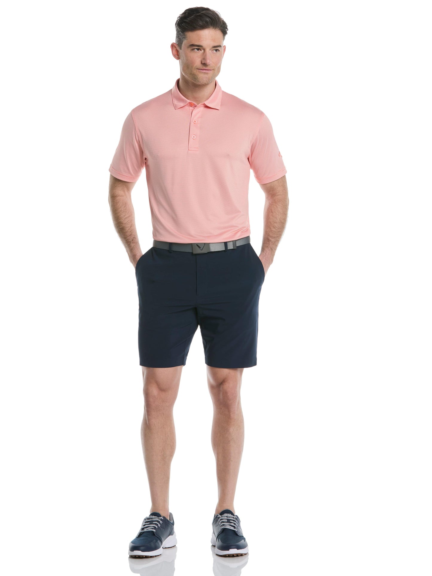 Mens Fine Line Stripe Golf Polo