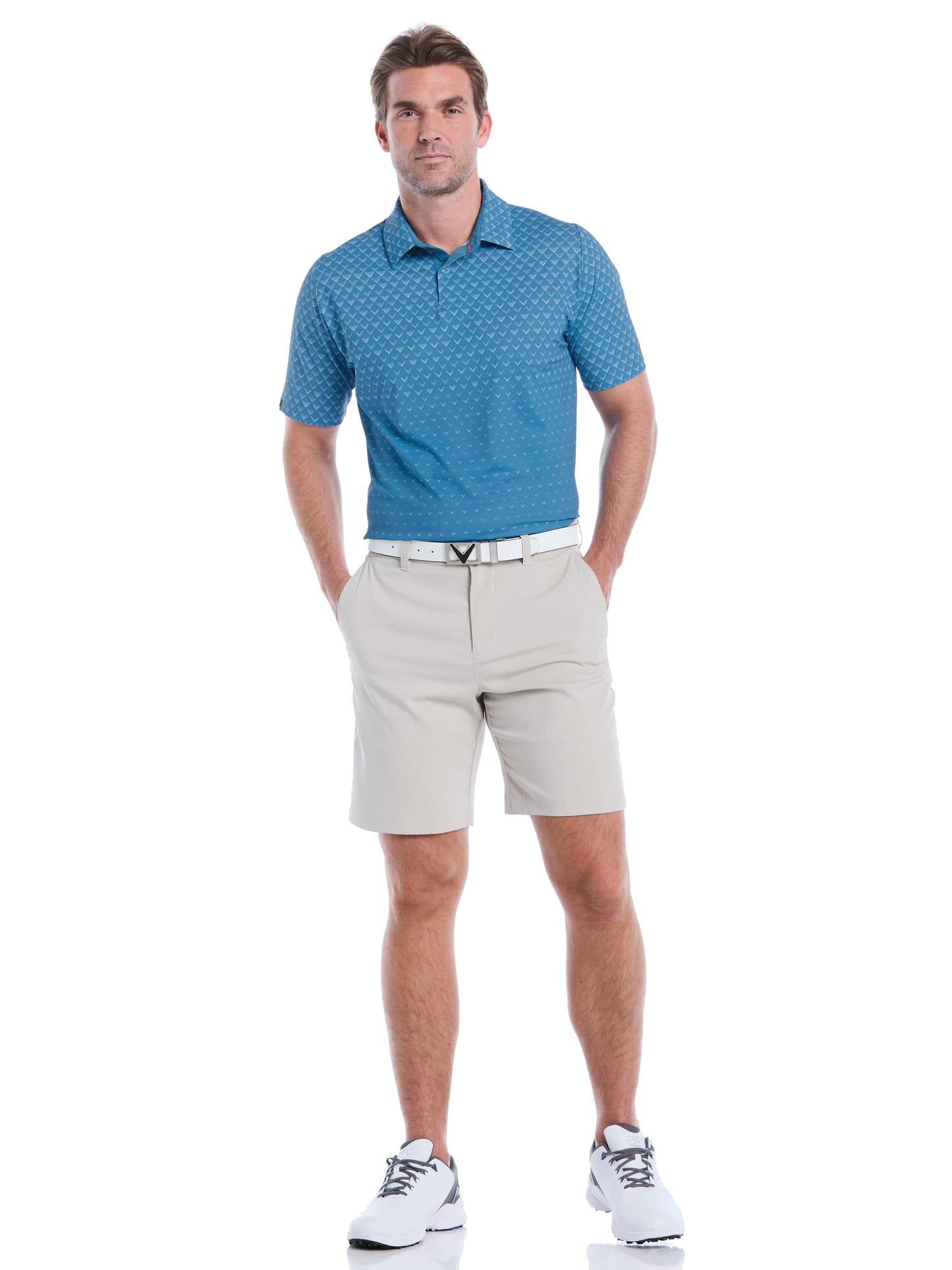Mens Engineered Chevron Ombre Print Golf Polo Shirt
