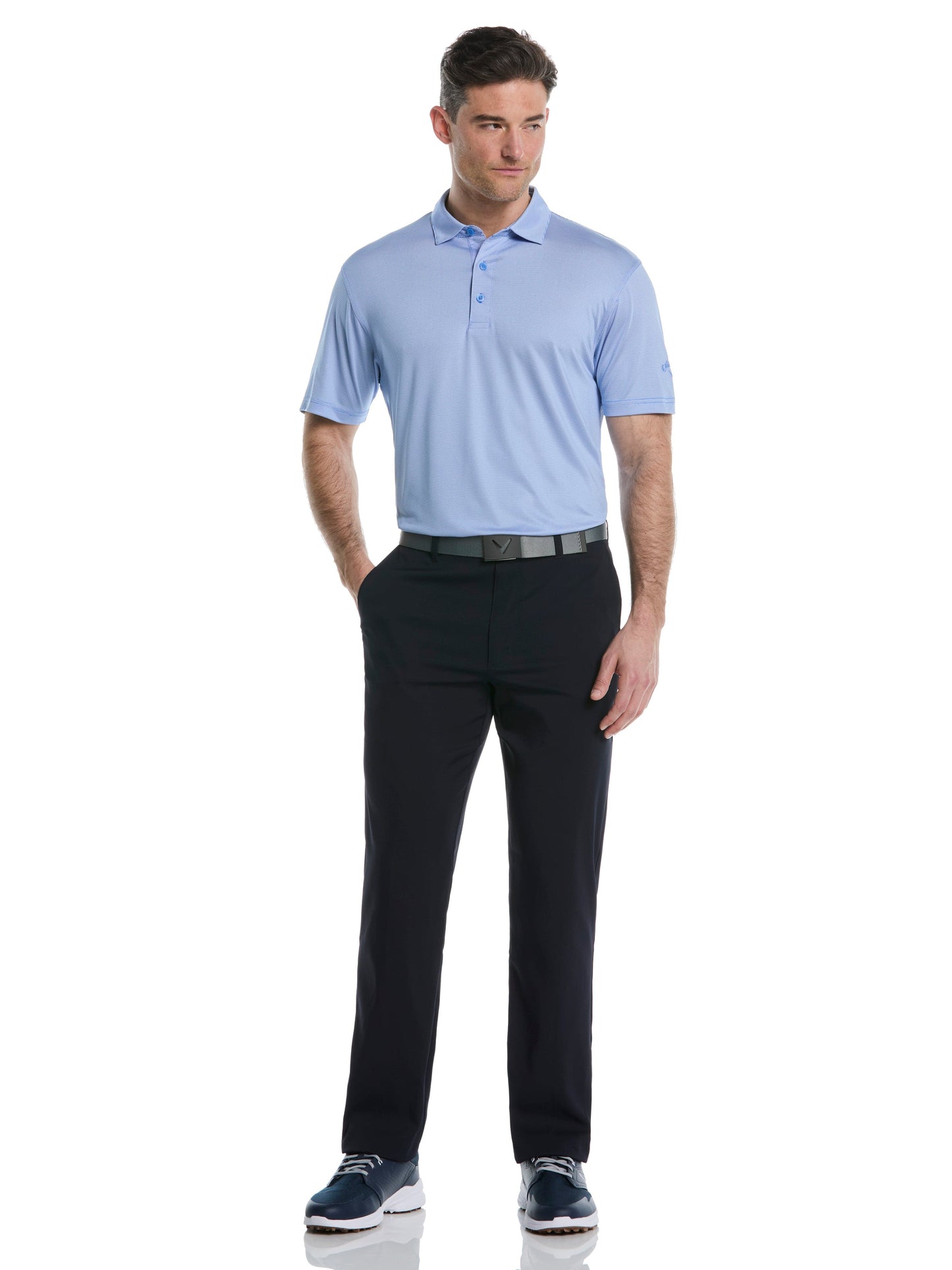 Mens Fine Line Stripe Golf Polo