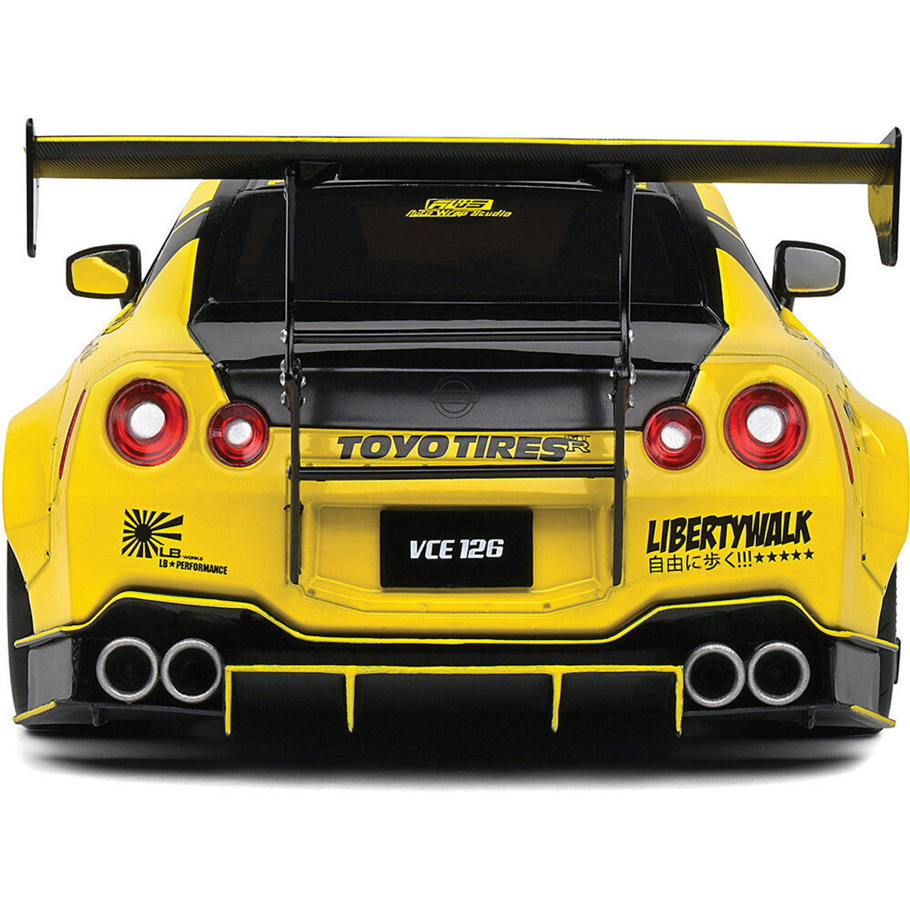 2020 Nissan GT-R (R35) W/ Liberty Walk Body Kit 2.0 - Yellow 1:18 Scale Diecast Model Car by Solido