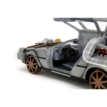 Back to the Future DeLorean Time Machine with Rail Wheels 1:24 Scale Diecast Model Car by Jada Toys