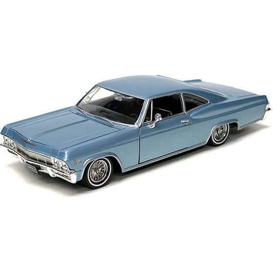 1965 Chevrolet Impala SS 396 Hard Top Low Rider - Light Metallic Blue 1:24 Scale Diecast Model Car by Welly