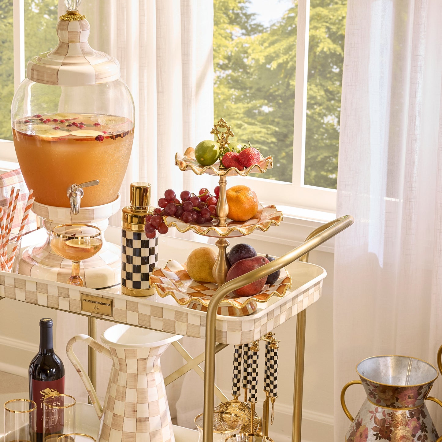 Ginger Check Ceramic Three Tier Sweet Stand