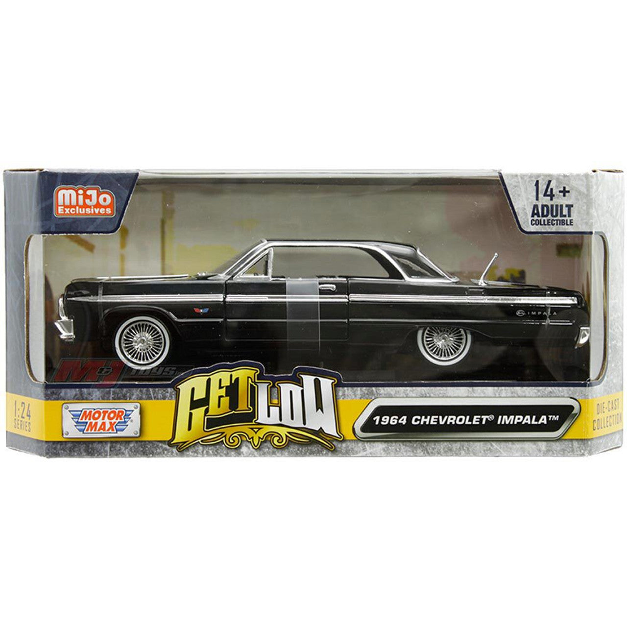 1964 Chevrolet Impala Lowrider - Black - Get Low - MiJo Exclusives 1:24 Scale Diecast Model Car by Motormax