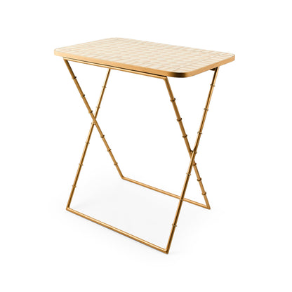 Mocha Check Cocktail Trays, Set of 4