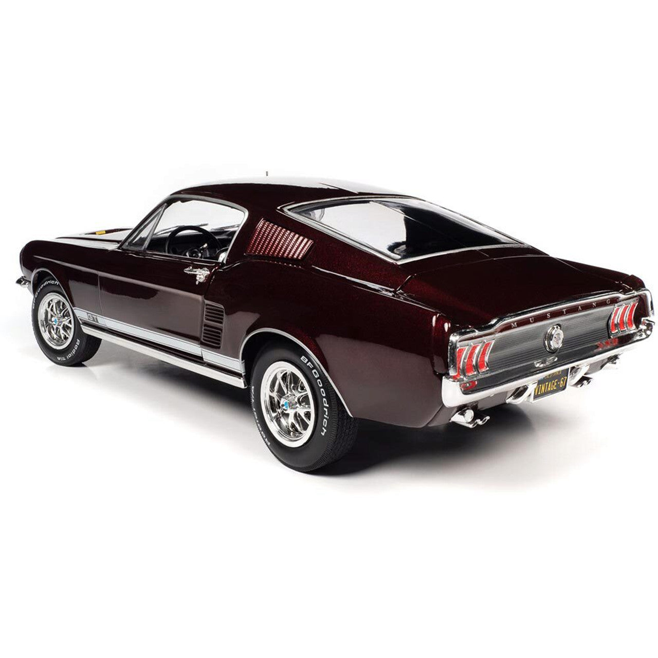 1967 Ford Mustang 2+2 GT - Code X Vintage Burgundy 1:18 Scale Diecast Model Car by American Muscle - Ertl
