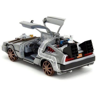 Back to the Future DeLorean Time Machine with Rail Wheels 1:24 Scale Diecast Model Car by Jada Toys