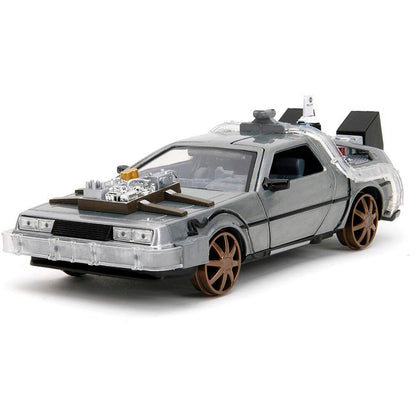 Back to the Future DeLorean Time Machine with Rail Wheels 1:24 Scale Diecast Model Car by Jada Toys
