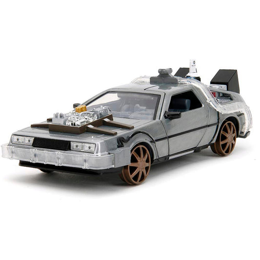 Back to the Future DeLorean Time Machine with Rail Wheels 1:24 Scale Diecast Model Car by Jada Toys