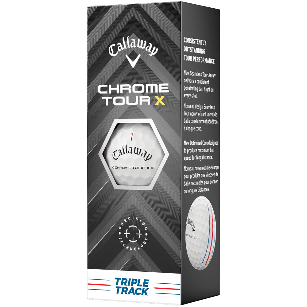 Chrome Tour X Triple Track Golf Balls - White - 12 Pack