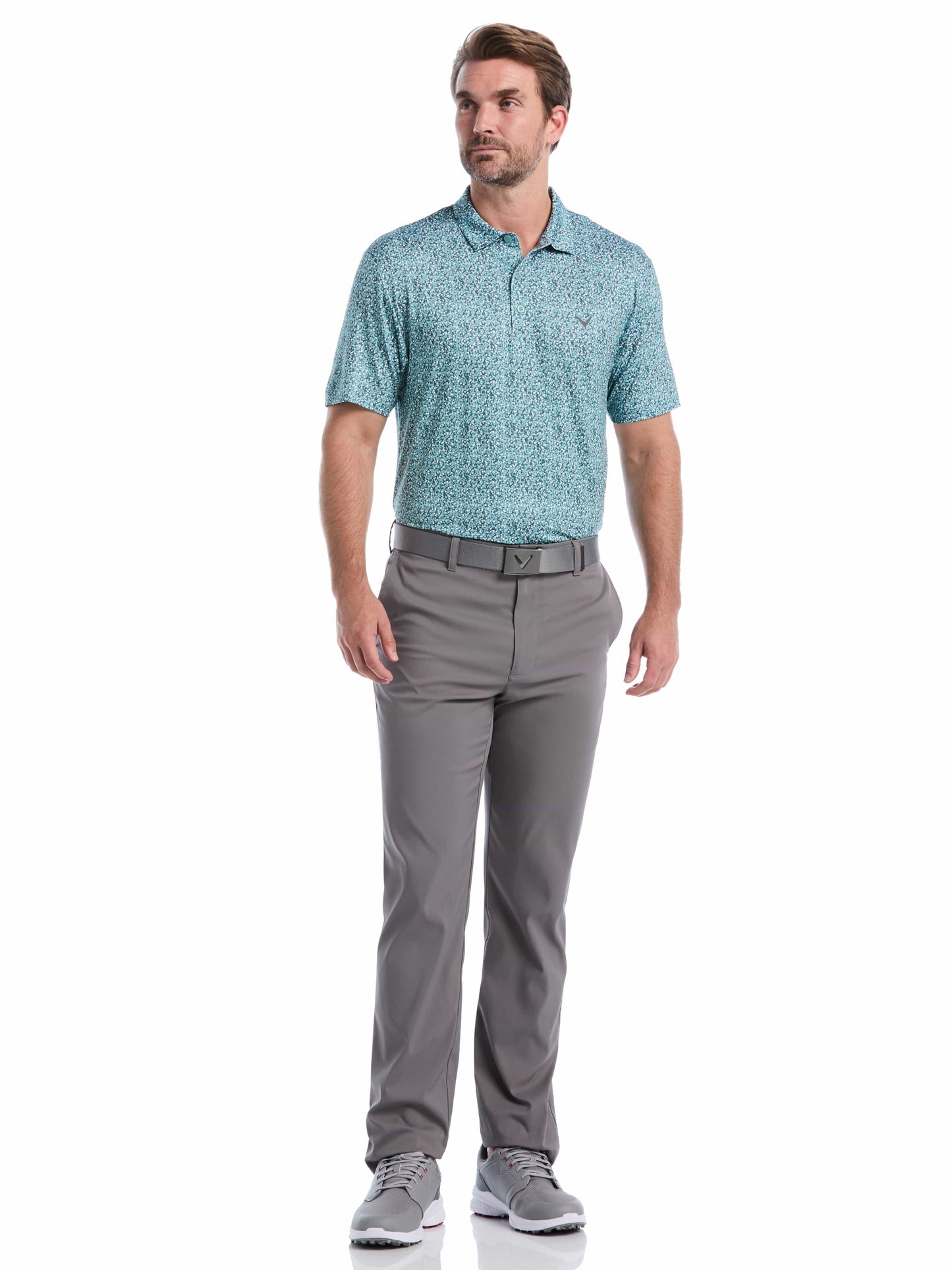 Mens Confetti Hex Print Golf Polo
