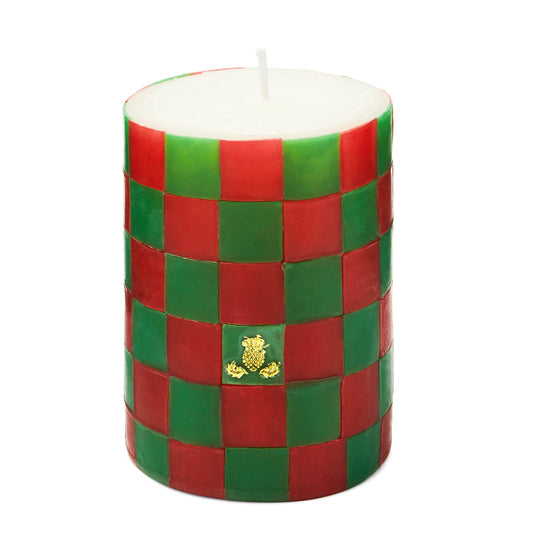 Check Red &amp; Green 4¡å Pillar Candle