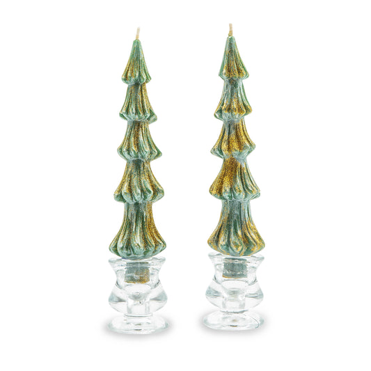 Tree Dinner Candles ¨C 8¡å ¨C Green ¨C Set of 2