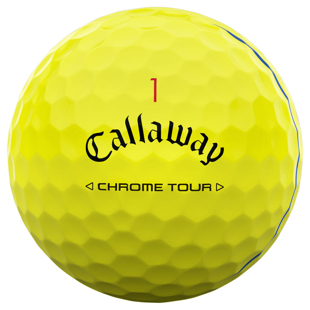 Chrome Tour Triple Track Golf Balls - Yellow - 3 Sleeve