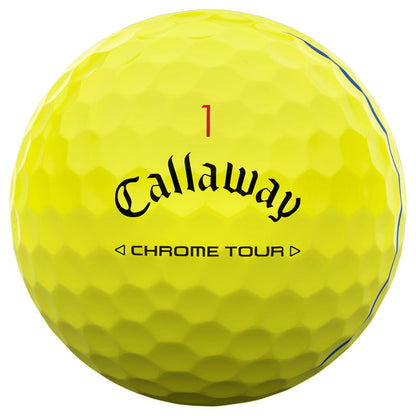 Chrome Tour Triple Track Golf Balls - Yellow - 3 Sleeve