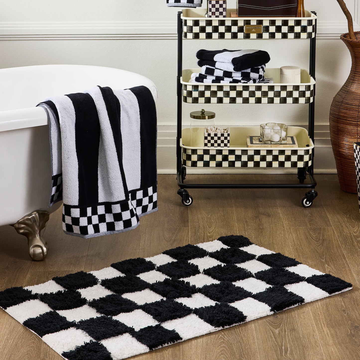 Checkerboard Black Bath Rug