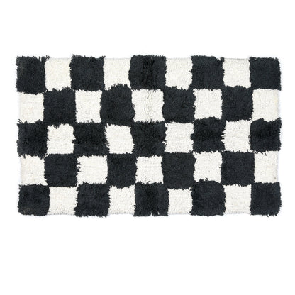Checkerboard Black Bath Rug