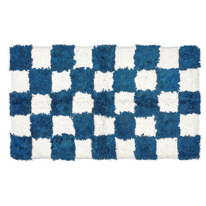 Checkerboard Navy Bath Rug