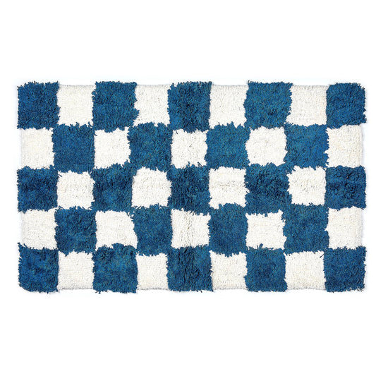 Checkerboard Navy Bath Rug