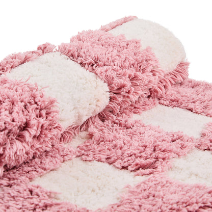 Checkerboard Pink Bath Rug