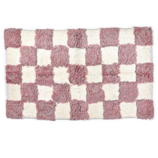 Checkerboard Pink Bath Rug