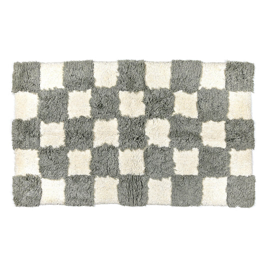 Checkerboard Grey Bath Rug