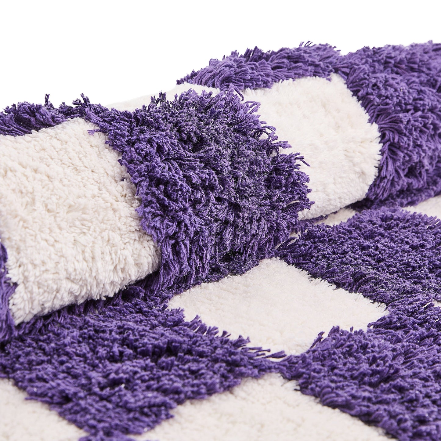 Checkerboard Plum Bath Rug