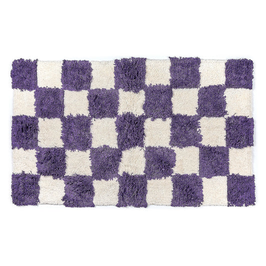 Checkerboard Plum Bath Rug