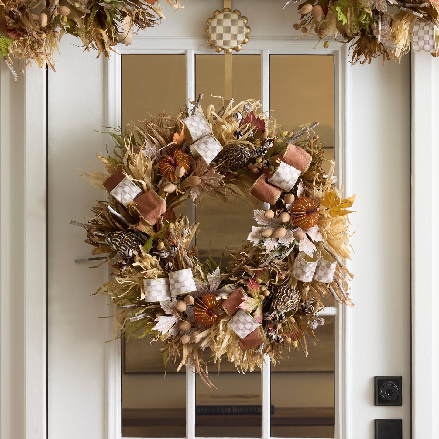 Mocha Check Harvest 25¡å Wreath