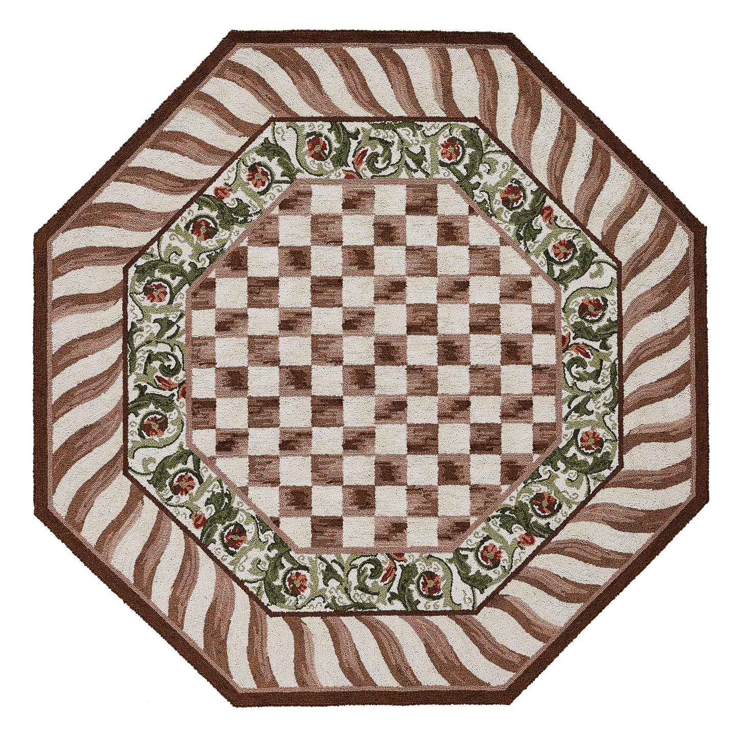 Mocha Check 6¡ä Octagon Rug