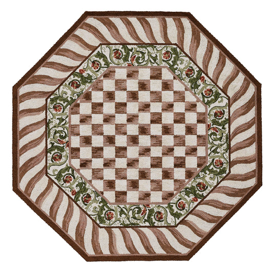 Mocha Check 6¡ä Octagon Rug
