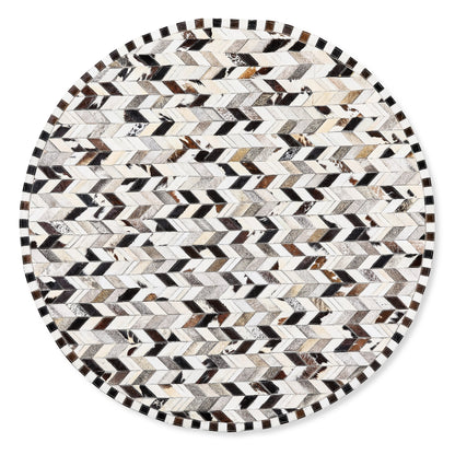 Black Herringbone Hair on Hide 6¡ä Round Rug