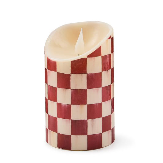 Cherry Check Flameless 5¡å Pillar Candle