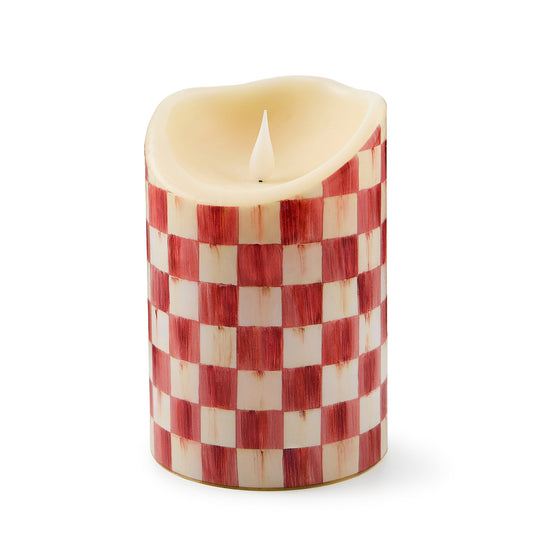 Cherry Check Flameless 6¡å Pillar Candle