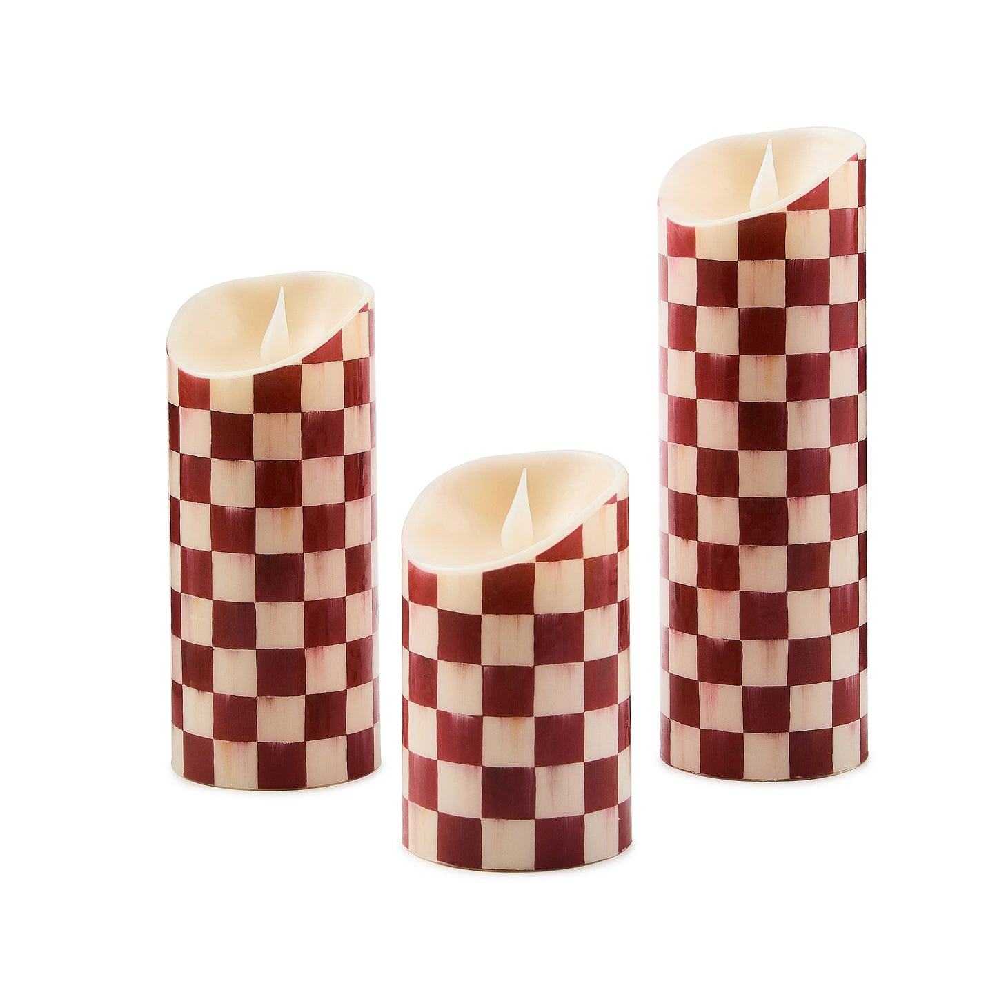 Cherry Check Flameless 7¡å Pillar Candle