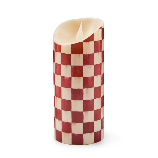Cherry Check Flameless 7¡å Pillar Candle
