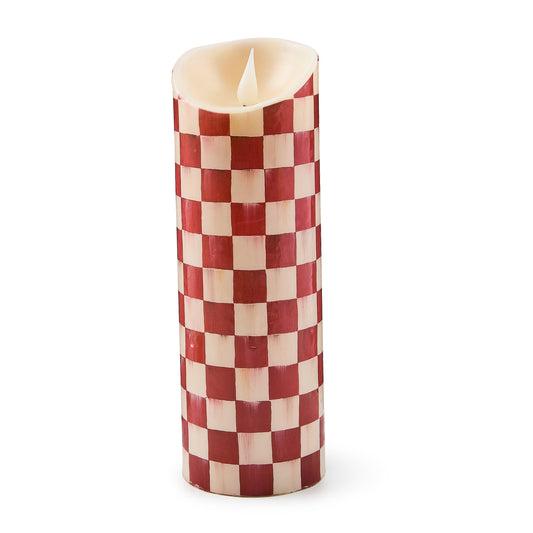 Cherry Check Flameless 9¡å Pillar Candle