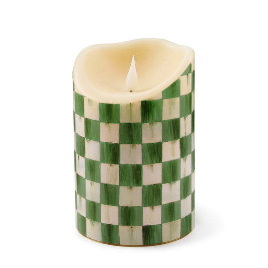 Emerald Check Flameless 6¡å Pillar Candle