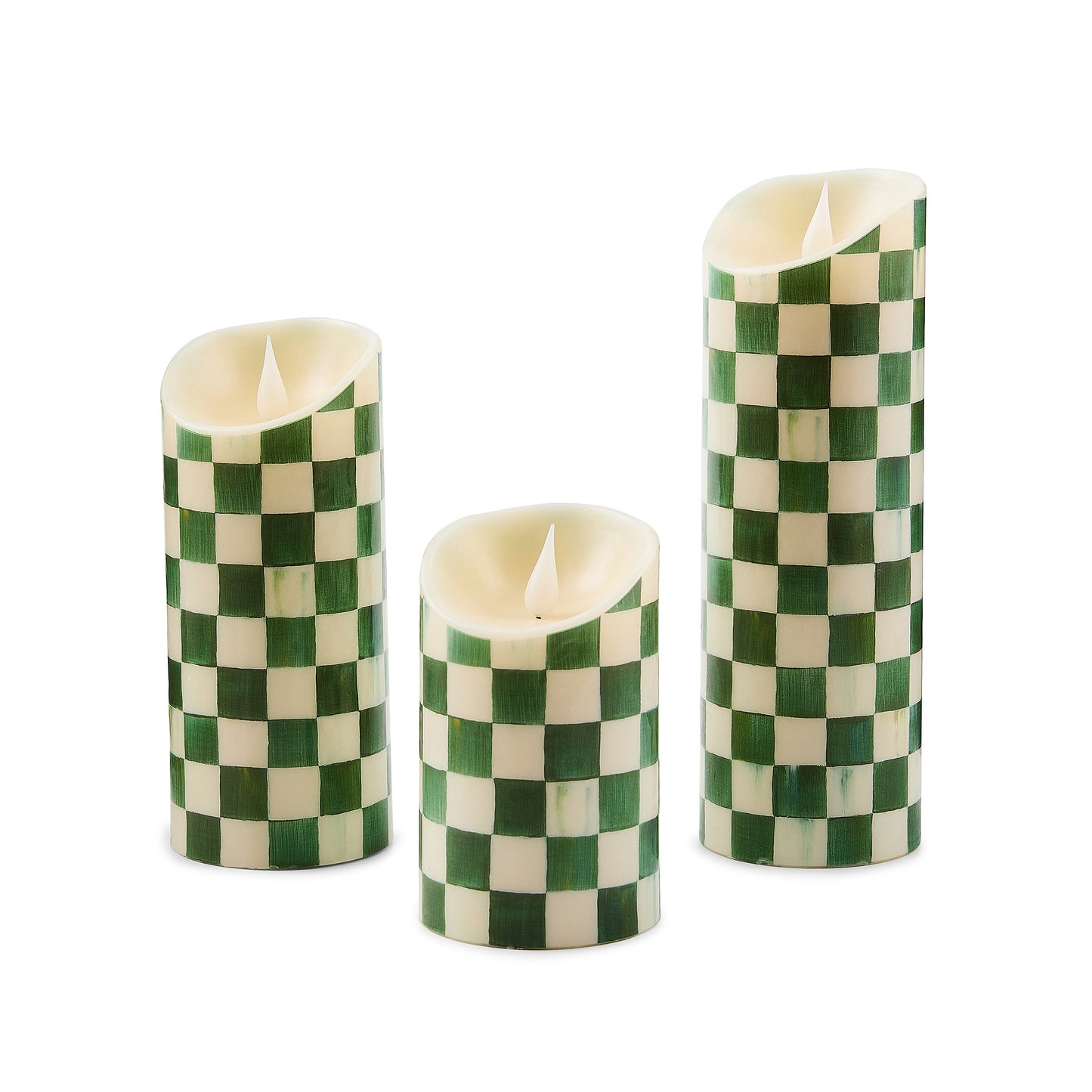 Emerald Check Flameless 7¡å Pillar Candle