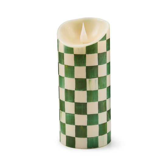 Emerald Check Flameless 7¡å Pillar Candle