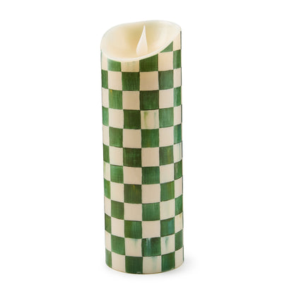 Emerald Check Flameless 9¡å Pillar Candle