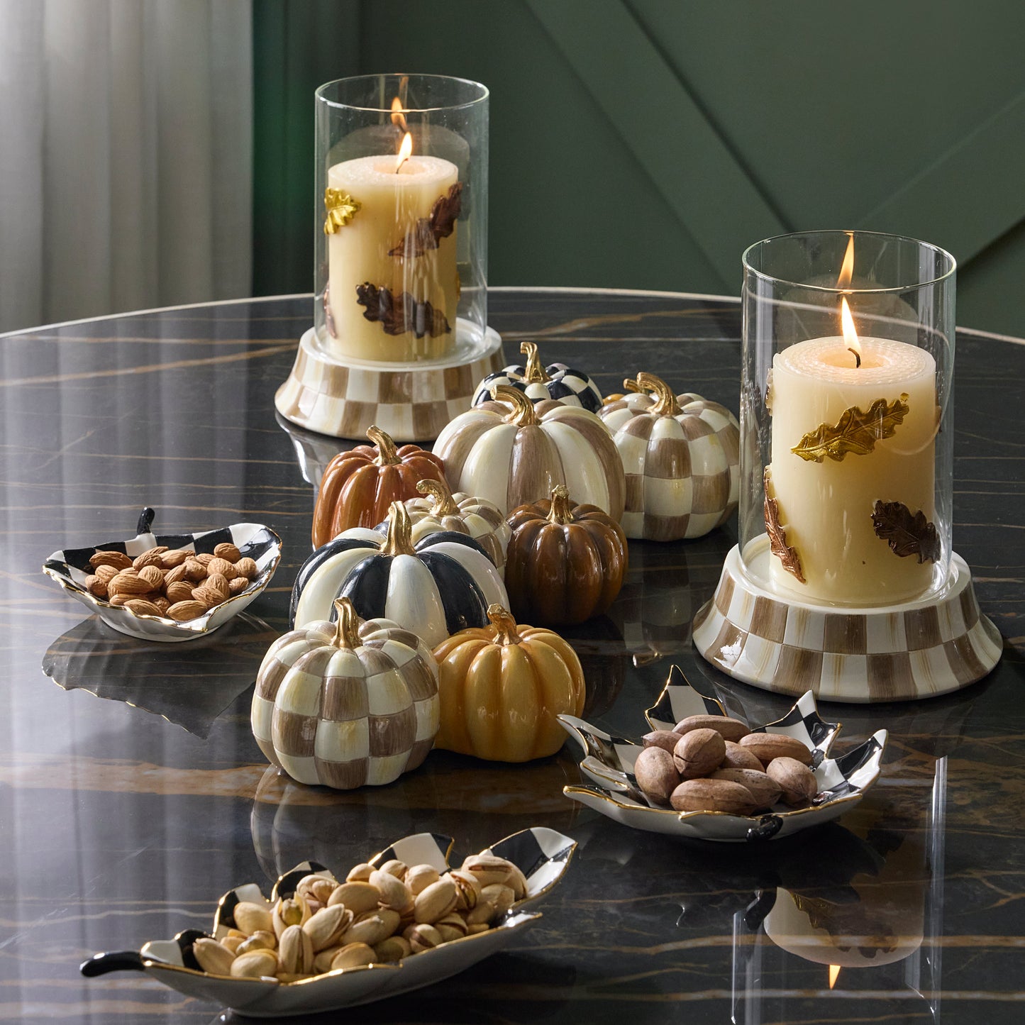 Autumnology Check &amp; Stripe Pumpkin Cluster
