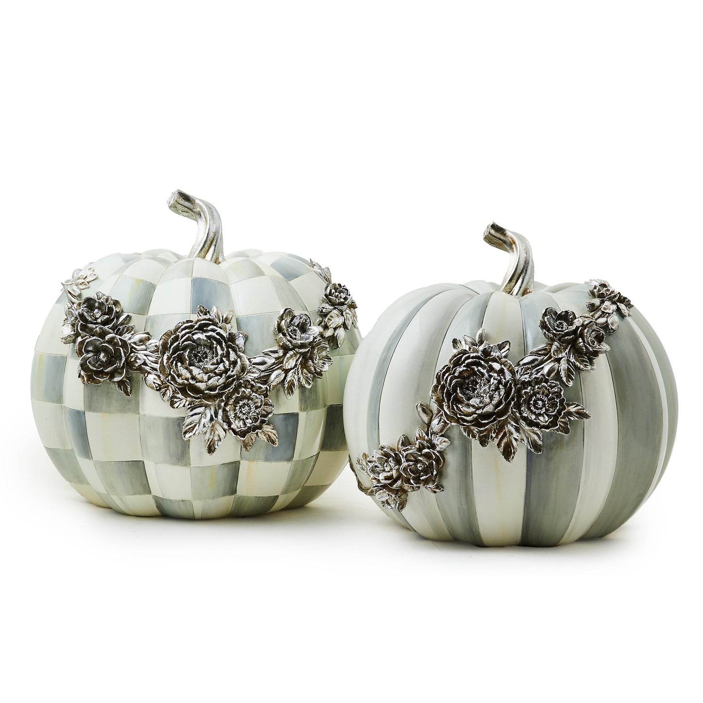 Sterling Stripe Silver Floral Garland Pumpkin