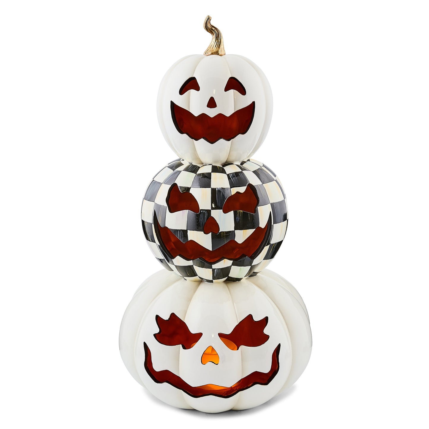 Courtly Check Stacked Illuminated Pumpkins