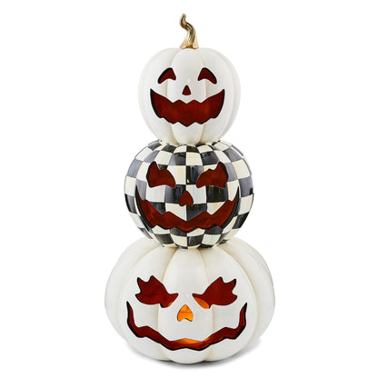 Courtly Check Stacked Illuminated Pumpkins