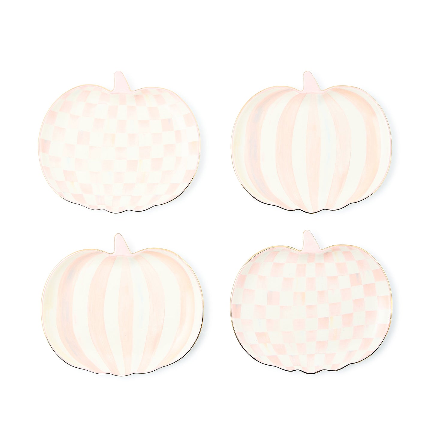 Rosy Check Pumpkin Ceramic Dessert Plates, Set of 4